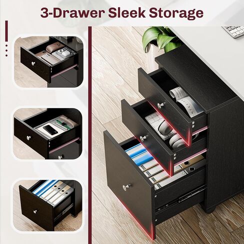 Shintenchi Wood Lateral File Cabinets, Office Filing Cabinets with Socket and USB Charging Port, Modern Rolling Printer Stand with Storage for A4, Letter Size and File Folders, Rustic Brown in Saudi Arabia