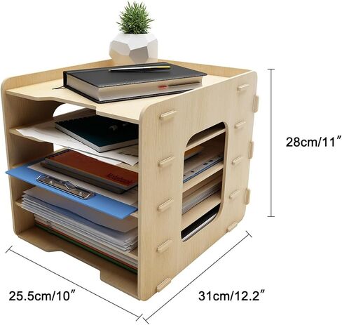 PUNCIA 7 طبقات طولية منظم ورق مكتب خشبي لمكتب سطح المكتب حامل الملفات علبة الرسائل حرف A4 فارز الورق وثيقة كتاب مجلة البريد تخزين الرف الرف منظم الأدب in Kuwait