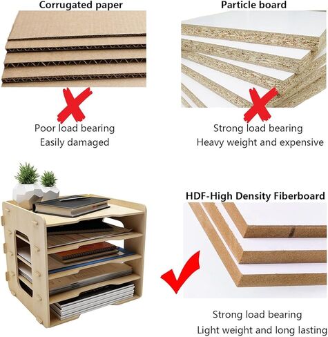 PUNCIA 7 طبقات طولية منظم ورق مكتب خشبي لمكتب سطح المكتب حامل الملفات علبة الرسائل حرف A4 فارز الورق وثيقة كتاب مجلة البريد تخزين الرف الرف منظم الأدب in Kuwait