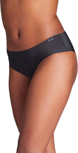 Under Armour Women's Pure Stretch No Show Hipster, 3-Pack Microfiber Underwear, Black-Core, X-Small in Kuwait