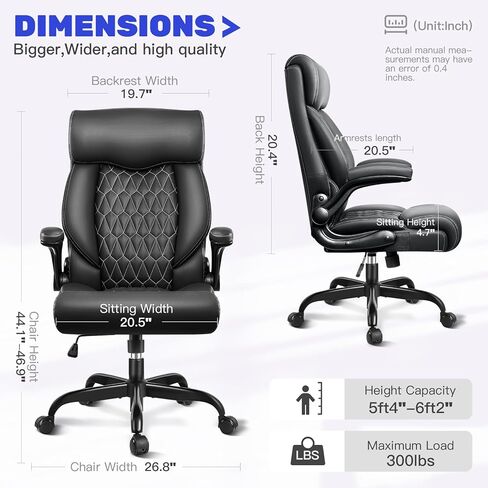 Office Chair, Big and Tall Office Chair, Reclining Office Chair with Footrest Home Office Desk Chairs, High Back Ergonomic Office Chair with Lumbar Support, Executive Leather Office Desk Chair in Kuwait