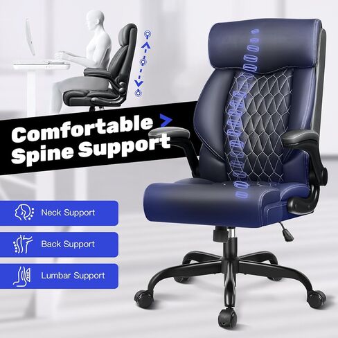 Office Chair, Big and Tall Office Chair, Reclining Office Chair with Footrest Home Office Desk Chairs, High Back Ergonomic Office Chair with Lumbar Support, Executive Leather Office Desk Chair in Kuwait