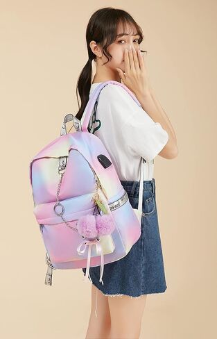 حقيبة ظهر مدرسية على شكل نمر مرقط للفتيات حقيبة ظهر مدرسية حقيبة كتب حقيبة ظهر لطيفة للسفر للفتيات المراهقات والنساء (أسود) in Kuwait