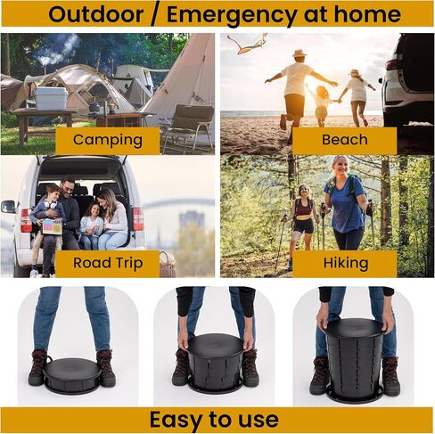 XL Oval Seat Portable Toilet, 16" Camping Toilet with Adjustable Height - Support up to 370 lbs in Saudi Arabia