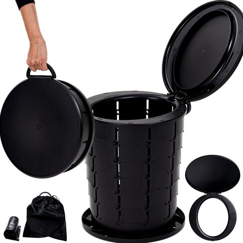 XL Oval Seat Portable Toilet, 16" Camping Toilet with Adjustable Height - Support up to 370 lbs in Saudi Arabia