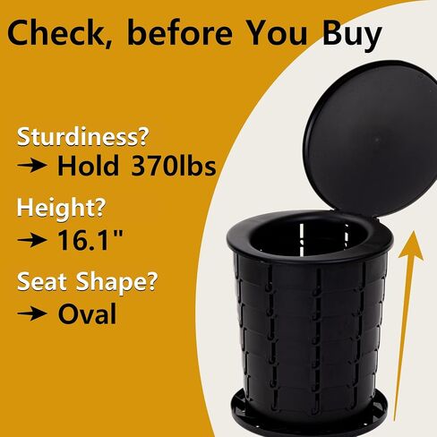 XL Oval Seat Portable Toilet, 16" Camping Toilet with Adjustable Height - Support up to 370 lbs in Saudi Arabia