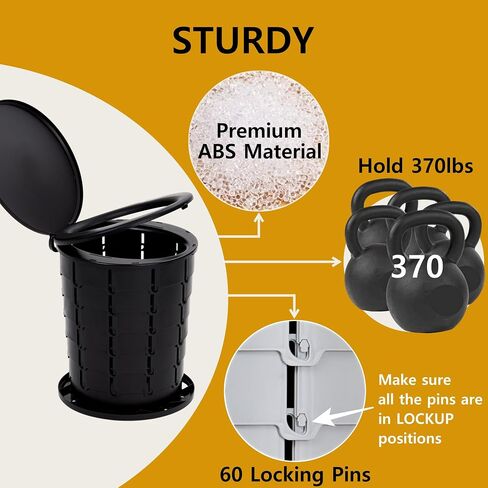 XL Oval Seat Portable Toilet, 16" Camping Toilet with Adjustable Height - Support up to 370 lbs in Saudi Arabia