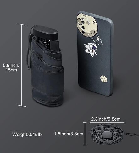 LEAGERA Mini Umbrella For Purse - Open Diameter 35inch, Small Travel Umbrella Compact Mini Waterproof Umbrellas for Rain, Suitable for Women Purse and Pocket, Manual-Openin, Black in Kuwait