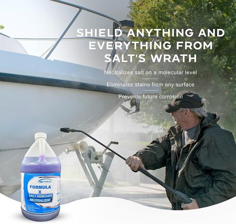 فورمولا-X | مزيل الملح الاحترافي | للقوارب والمركبات والأرضيات والسجاد والمعدات والمزيد | يحيد جزيئات الملح ويمنع التآكل | تركيبة مركزة (1 جالون) in Kuwait