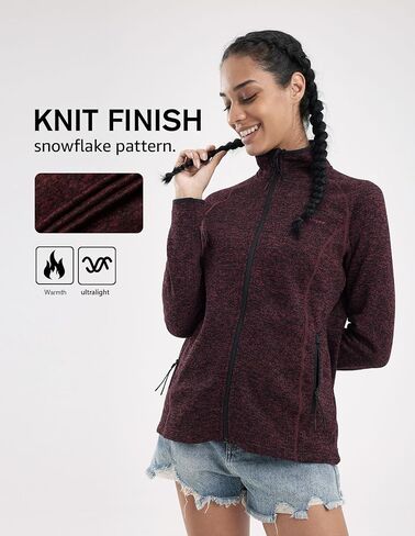 fit space Women's Snowflake Cardigan Sweater Jacket Fleece Lined Long Sleeve Lightweight Full Zip Midlayer in Saudi Arabia