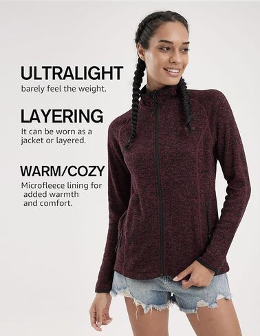 fit space Women's Snowflake Cardigan Sweater Jacket Fleece Lined Long Sleeve Lightweight Full Zip Midlayer in Saudi Arabia