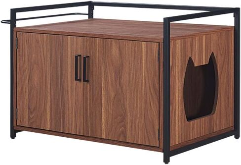 حاوية صندوق فضلات القطط من unipaws مع إطار معدني، أثاث حمام القطط، غطاء صندوق فضلات مخفي، خزانة للقطط الكبيرة، صناديق فضلات القطط المقاومة للكلاب، صندوق فضلات مخبأ، بيت القطط in Kuwait