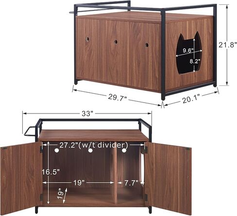 حاوية صندوق فضلات القطط من unipaws مع إطار معدني، أثاث حمام القطط، غطاء صندوق فضلات مخفي، خزانة للقطط الكبيرة، صناديق فضلات القطط المقاومة للكلاب، صندوق فضلات مخبأ، بيت القطط in Kuwait