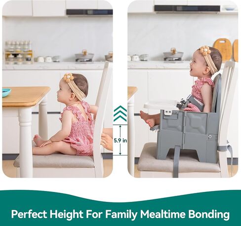 Portable Baby Booster Seat for Kitchen Chair, BABELIO Easy Folding Baby Dining Chair with Adjustable Tray, Travel Booster Baby Chair for Indoor and Outdoor, Suited for Babies Aged 6-36 Months in Saudi Arabia