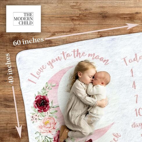 Baby Milestone Blanket - Super Soft Fleece Monthly Milestone Blanket for Baby Girl and Boy - Perfect for Baby's First Year Growth Chart - Monthly Baby Milestone - Blue Moon - 60"x40" in Saudi Arabia