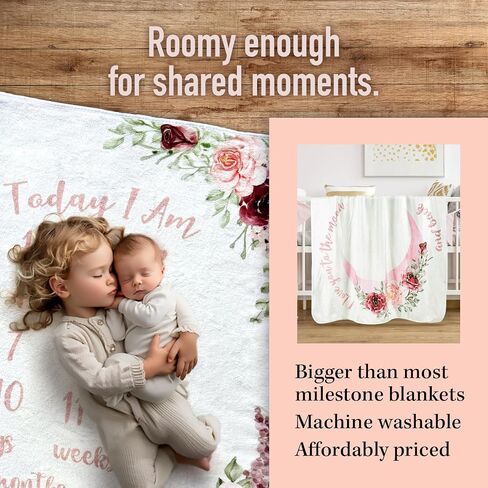 Baby Milestone Blanket - Super Soft Fleece Monthly Milestone Blanket for Baby Girl and Boy - Perfect for Baby's First Year Growth Chart - Monthly Baby Milestone - Blue Moon - 60"x40" in Saudi Arabia