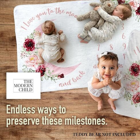 Baby Milestone Blanket - Super Soft Fleece Monthly Milestone Blanket for Baby Girl and Boy - Perfect for Baby's First Year Growth Chart - Monthly Baby Milestone - Blue Moon - 60"x40" in Saudi Arabia