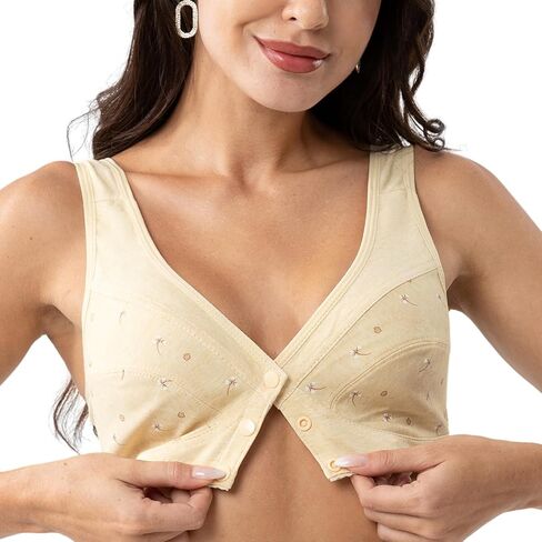 Numgug Daisy Bra for Seniors, LisaCharm Front Snap Closure Bras no Wire Full Coverage Comfortable Bras 4PCS 38 in Kuwait