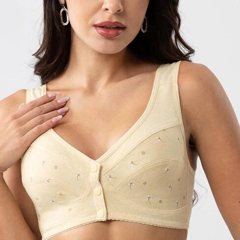 Numgug Daisy Bra for Seniors, LisaCharm Front Snap Closure Bras no Wire Full Coverage Comfortable Bras 4PCS 38 in Kuwait