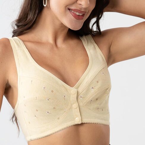 Numgug Daisy Bra for Seniors, LisaCharm Front Snap Closure Bras no Wire Full Coverage Comfortable Bras 4PCS 38 in Kuwait
