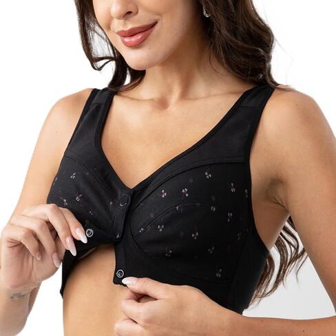 Numgug Daisy Bra for Seniors, LisaCharm Front Snap Closure Bras no Wire Full Coverage Comfortable Bras 4PCS 38 in Kuwait