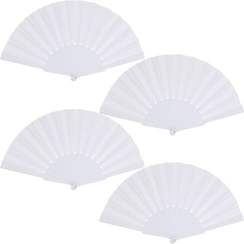 4 Pieces Black Folding Hand Fans Fabric Fans Chinese Japanese Style Summer Handheld Fan for Party, Wedding, Gifts, Wall Decoration,Photographic Props in Saudi Arabia