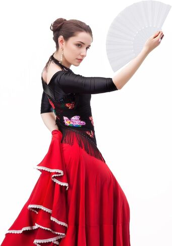 4 Pieces Black Folding Hand Fans Fabric Fans Chinese Japanese Style Summer Handheld Fan for Party, Wedding, Gifts, Wall Decoration,Photographic Props in Saudi Arabia