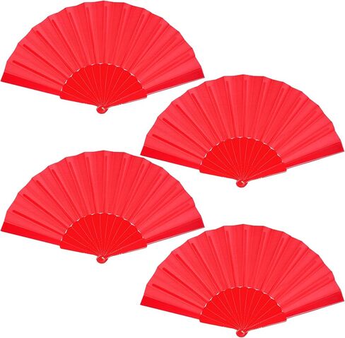 4 Pieces Black Folding Hand Fans Fabric Fans Chinese Japanese Style Summer Handheld Fan for Party, Wedding, Gifts, Wall Decoration,Photographic Props in Saudi Arabia