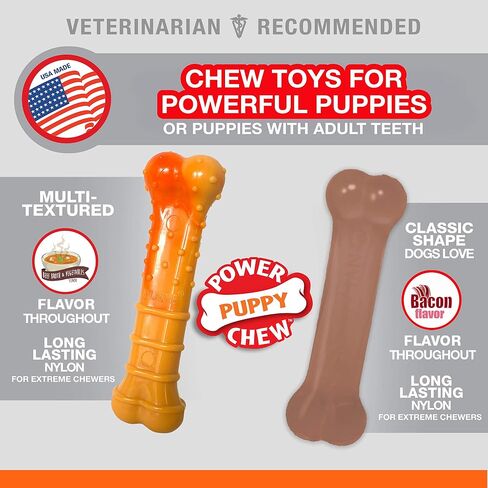Nylabone Puppy Power Chew Toy - Tough and Durable Puppy Chew Toy for Teething - Puppy Supplies - Beef Broth & Vegetable Flavor, Small (1 Count) in Saudi Arabia