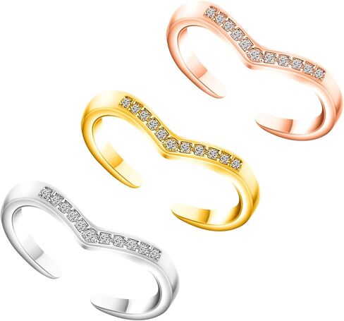 Woffoly 3PCS Toe Rings for Women, Adjustable Cubic Zirconia Hypoallergenic Band Ring,Silver/Rose Gold/Gold Toe Rings Set Beach Foot Jewelry for Summer,Stylish Open Toe Fingers Joint Tail Rings in Saudi Arabia