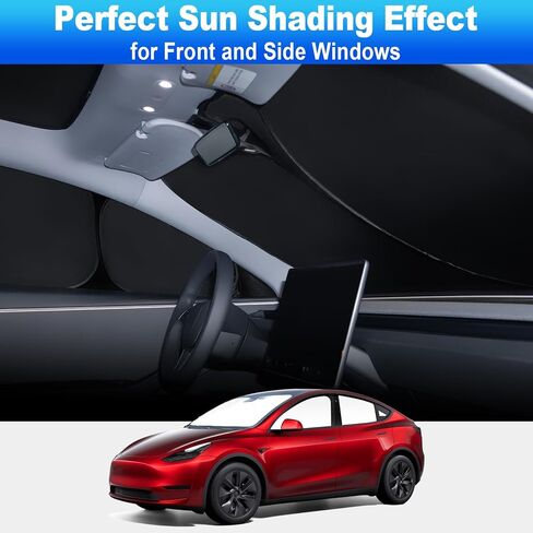 ستائر Spurtar Tesla Model Y 8 قطع للخصوصية للتخييم - زجاج أمامي لتظليل الشمس للسيارة، ظل نافذة السيارة مع مادة 4 طبقات، تحجب الأشعة فوق البنفسجية، تحمي الخصوصية، مناسبة لطراز Tesla 2019-2022 in Kuwait