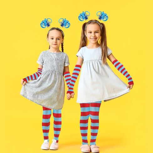 2 Set Kids High Knee Socks and Long Arm Warmer Gloves for World Book Day Dress Up in Kuwait