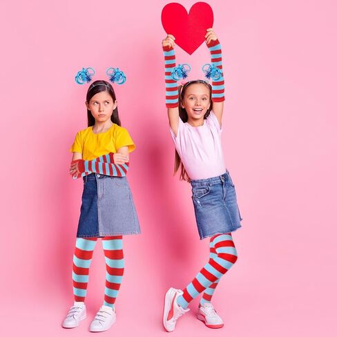 2 Set Kids High Knee Socks and Long Arm Warmer Gloves for World Book Day Dress Up in Kuwait