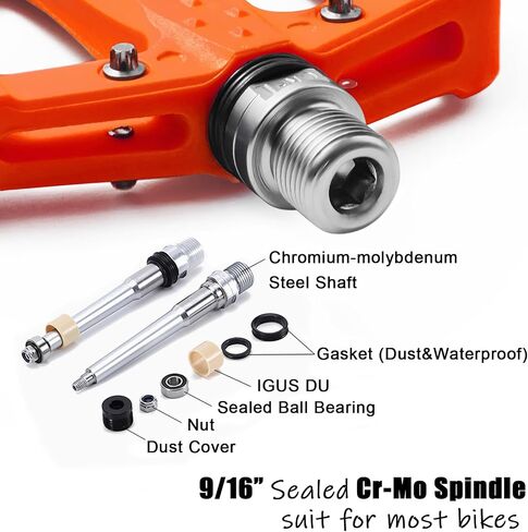 Flat MTB Bicycle Pedals Mountain Bike Colored Pedals, Glass-Fiber Nylon Composite Platform Pedal w 9/16" Sealed Cr-Mo Spindle, BMX Gravel Road Bike Pedals Clipless for Adult Women Youth Bikes in Saudi Arabia