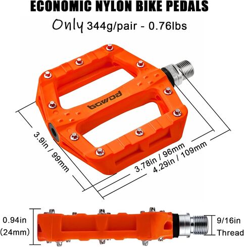 Flat MTB Bicycle Pedals Mountain Bike Colored Pedals, Glass-Fiber Nylon Composite Platform Pedal w 9/16" Sealed Cr-Mo Spindle, BMX Gravel Road Bike Pedals Clipless for Adult Women Youth Bikes in Saudi Arabia