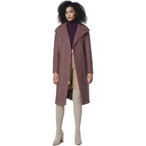 Marc New York by Andrew Marc Women's Asymmetrical Boucle Wool Long Coat, Charcoal, X-Large