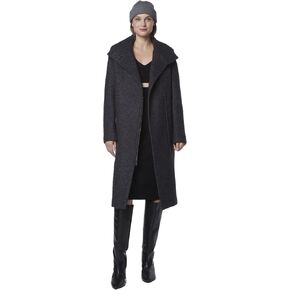 Marc New York by Andrew Marc Women's Asymmetrical Boucle Wool Long Coat, Charcoal, X-Large in Kuwait