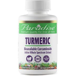 Paradise Herbs Organic Turmeric, Turmeric Extract, Supports Increased Flexibility, Improves Intestinal Flora, 90 Count Capsules