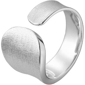 WPPHXY 925 Sterling Silver Wide Band Ring Simple Handmade Hammered Chunky Statement Rings Adjustable Boho Thumb Ring for Women Men