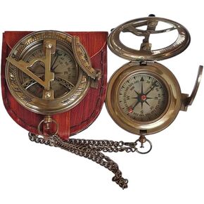 بوصلة شمسية مخصصة مع حقيبة جلدية | هدايا المعمودية، أفضل عيد الفصح، هدايا عيد الميلاد، هدايا التخرج، هدايا الزفاف، الهدايا الدينية للرجال، يشوع 1: 9 هدايا دينية للنساء in Kuwait