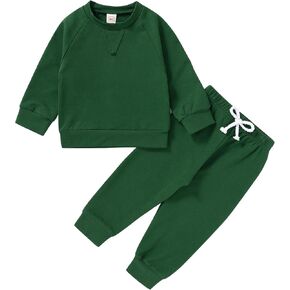 HAPPYMA Toddler Baby Girl Pants Sets Solid Color Long Sleeve Blouse Top + Pants Fall Outfits 2PCS Winter Newborn Clothes
