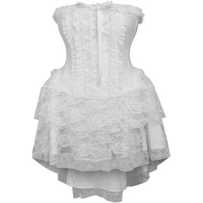 Daisy Corsets Top Drawer Steel Boned Strapless White Lace Victorian Corset Dress