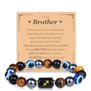 Zodiac Triple Protection Evil Eye Bracelet for Son Husband Boyfriend Brother Man Birthday Christmas Anniversary Jewelry Gifts