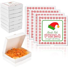 WANGDEFA 50 Pcs Mini Pizza Boxes 3.5 x 3.5 Square Cardboard Mini Pizza Box for Celebrations Party Favors Christmas Birthdays Valentines Day Weddings