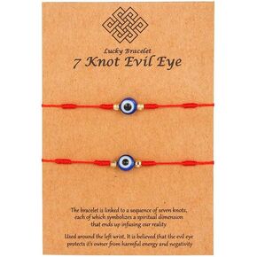 Dhdgzq Blue Evil Eye Bracelets,Evil Eye Lucky Bracelet for Protection Blessing,Black Bead Protection Jewelry Boho Handmade Beach Bracelet for Women Men Boys Girls Gift