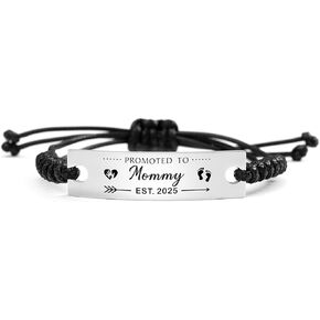 SOUSYOKYO Promoted to Mommy Est 2024, Mom to Be Gifts Bracelet，Soon to be Mom Jewelry, Pregnancy Announcement Gift for New Mother, First Time Expecting Mom Present