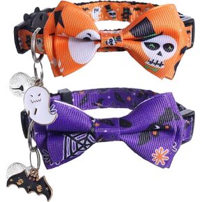 Christmas Cat Collar Halloween Thanksgiving Day Fall Breakaway with Cute Bow Tie and Bell for Kitty Adjustable Safety Plaid