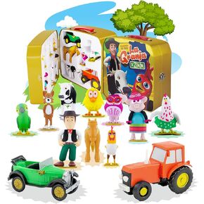La Granja de Zenon, Set de Figuritas de Acción y Aventura para Niños, 12 Figuritas + Lonchera Edición Limitada Color Dorado | Zenon, Vaca Lola. Bartolito, Lorito Pepe y mas