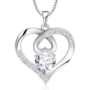 Ysabeau Love Knot Birthstone Necklace for Women 925 Sterling Silver Chain Love Gifts for Women Her Mother Wife Girlfriend Anniversary Birthday Valentines Jewelry Gifts