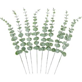 CEWOR 24pcs Gold Eucalyptus Stems Decor 14 Inch Artificial Eucalyptus Leaves for Wedding Centerpiece Flower Floral Arrangement Farmhouse Home Decoration